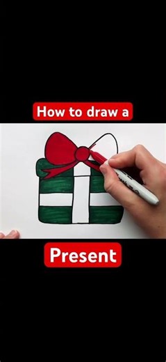 How to draw a Present 🎁#shorts #present #drawing #art #christmas #christmaspresent #fun #colouring