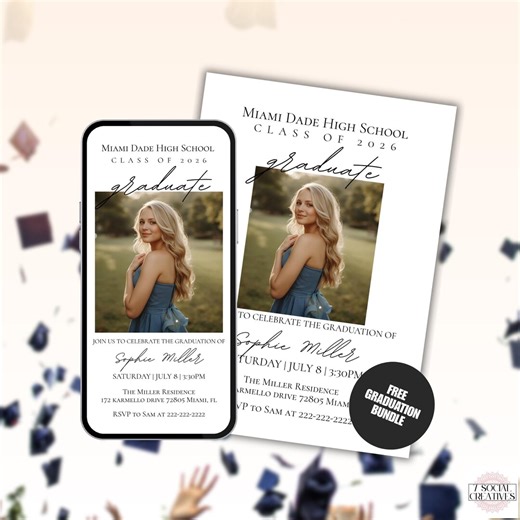 Graduation Announcement Card. Digital and Printable Boys or Girls High School or College Grad Party Invitation With Photo. Instant Download. - Etsy