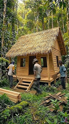 Incredible Abandoned Jungle Hut Restoration | Ruins to Dream Forest Cabin #shorts