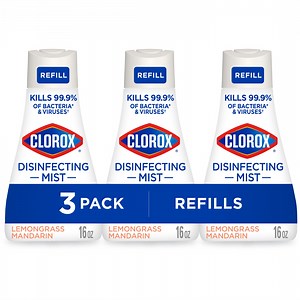 Clorox Disinfectant Mist Refills, Multi-Surface Spray, Lemongrass Mandarin, 16 fl oz, 3 Pack