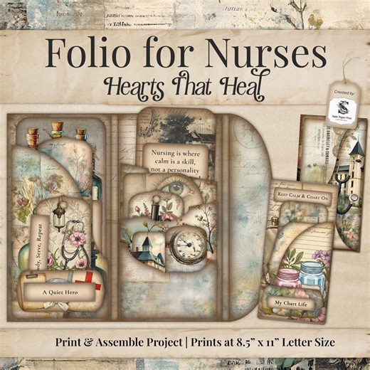 Nurse Folio Kit, Vintage Floral Junk Journal Kit (printable) JJ011 - Etsy