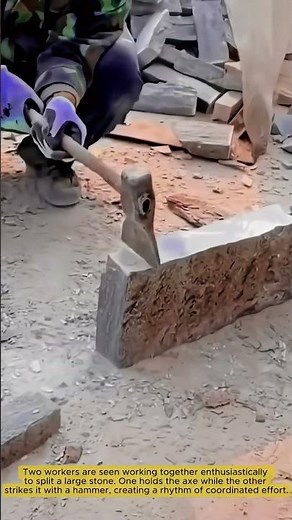 Easy Stone Splitting Work with Steel Axe and Hammer- Good tools and machinery in daily work