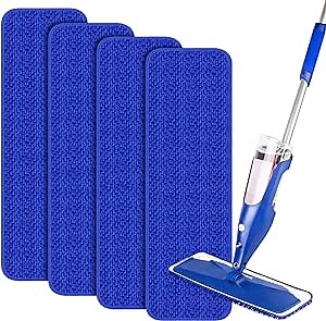 PAPCLEAN Mop Pads Microfiber Cleaning Pads for Bona Mops 18 Inch Mops- Washable Mop Pad Replacements Reusable Hardwood Floor Cleaner Pads Refill for Hardwood Floor Hard Surface Wet Dry Cleaning 4 Pack