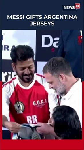 Lionel Messi Gifts Argentina Jerseys to Revanth Reddy & Rahul Gandhi | Messi Goat Tour | N18S