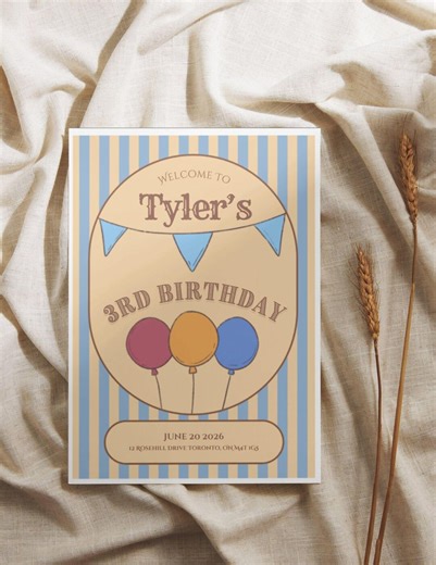 Circus Boy Birthday Invitation, Carnival Baby Shower Invite, Carnival Birthday Invitations Digital, 1st Birthday Boy Blue Printable - Etsy