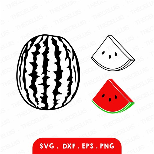 Watermelon SVG PNG Files - Sliced Fruit Clipart for Cutting, Engraving, Printing - Etsy