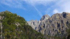 View of High Tatra Mountains from hiking trail peak, Stary Smokovec. Slovakia, time lapse Stock Video