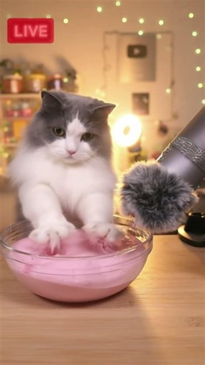 Watch this cute kitty play with slime #funnyanimals #cat #entertaininganimals