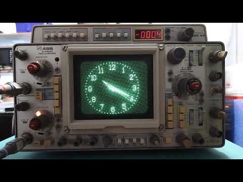 Tektronix 466 analog storage oscilloscope clock (テクトロニクス 466 アナログストレージオシロスコープでオシロ時計)