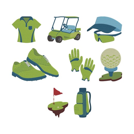Golf Element Embroidery Design, Golf Cart Bag Shoe Accessories Machine Embroidery File, 8 Design, 5 Size, Instant Download - Etsy