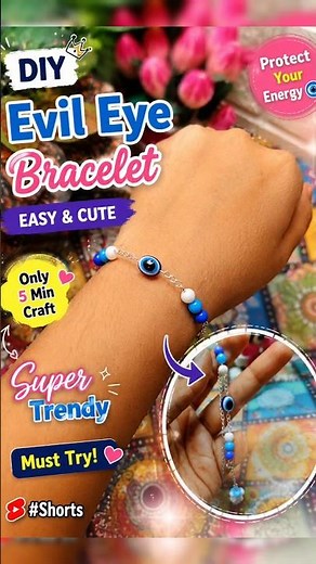 DIY Evil Eye Bracelet 🧿 | Easy Beaded Bracelet Tutorial | #DIYBracelet #EvilEyeBracelet #ytShorts 🎀