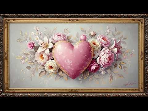 Romantic Heart Roses 4K 🌸 Pink Floral Wall Art | Luxury TV Screensaver (1 Hour Loop)
