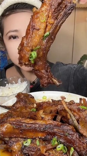 Sticky Braised Pork Ribs Mukbang #asmr #mukbang #pork