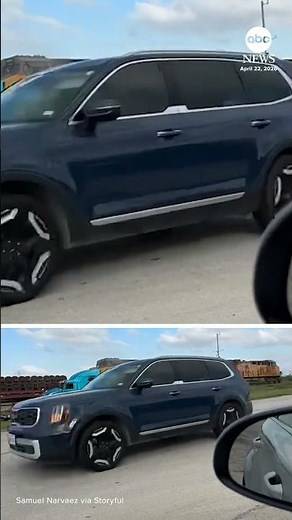 Driver escapes moments before train slams into his truck
