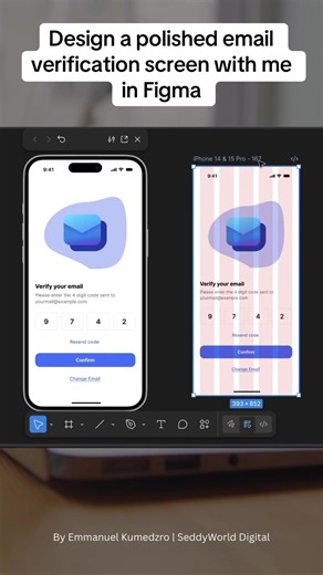 Today I designed a polished email verification (OTP) screen focused on clarity, trust, and ease of use. This is a small screen, but it plays a huge role in user trust and conversion. Follow for more quick design ideas. | #creatorsearchinsights #digitaldesign #videsigntips #codingtips #figmatips