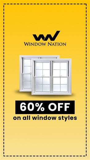 Save big with 60 percent off all window styles, plus you could get zero interest with no payments for two years! | Window Nation | Facebook