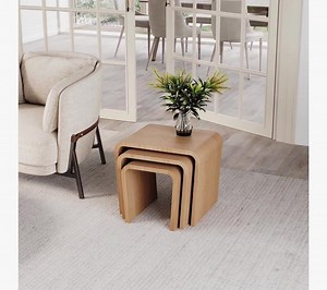 Tom Schneider Wave Nest of Tables, Walnut