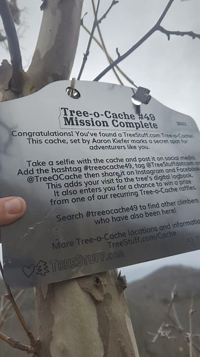 14K views · 115 reactions | If you're a fan of geocaching, you have to try Tree-o-Caching! Tree climbers hunt for plaques and special trees, all recorded through our one-of-a-kind public-access app made possible by Plan-it GEO. Head to the link below to download the app and read the rules and instructions!  https://www.treestuff.com/tree-o-cache #ArboristEquipment #ArbLife #TreeOCaching | TreeStuff.com | Facebook