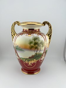 RARE Burgundy Morimura Bros Nippon Vase, Hand-painted, Gold Moriage, Antique Ceramic Vase, Japanese Home Decor, Collectible Art Pottery - Etsy