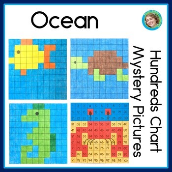 Ocean Animals 100s Chart Math Blank 100 Chart Mystery Picture Color by Number