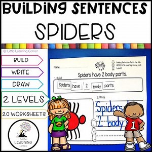 Building Sentences Spider Facts | Kindergarten First Grade Writing Center
