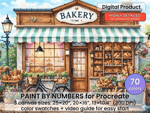 Cozy Bakery Paint by Number for Procreate – Cottage Street Art | Digital Download - Etsy