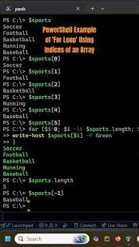 PowerShell Example of 'For Loop' Using Indices of an Array #windows #powershell #shorts