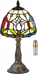 Tiffany Style Lamp,3 Color-Temperature Flower Stained Glass Lamp,8 Inch Tiffany Table Lamp for Bedroom Living Room Home, Handcrafted Light, Included Bulb