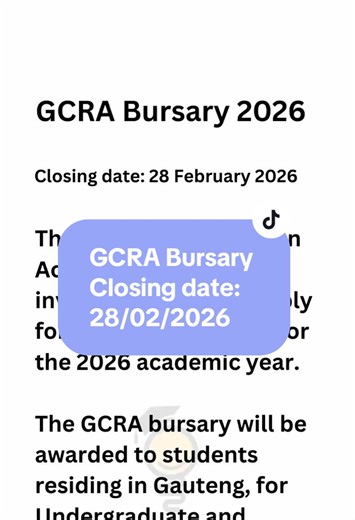 GCRA Bursary Application Details