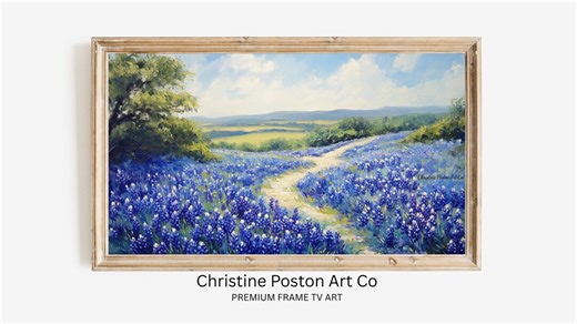 Frame TV Art Spring Texas Bluebonnet Field, Bluebonnet Painting, Blue Floral Landscape, Blue Flower Wall Art for Samsung Frame TV Art - Etsy