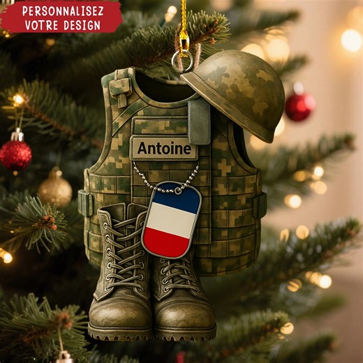 🎖️ Honorez votre héros avec un ornement militaire personnalisé et unique ✨ Commandez ici ➡️ customgiftly.fr/10315 | Cu-stomgiftly