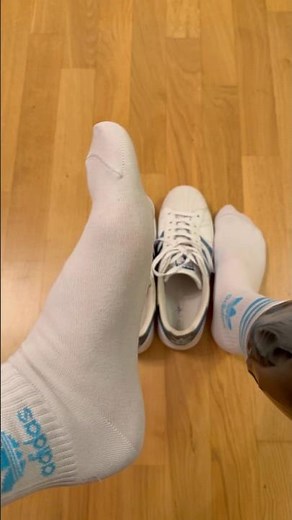 Smelly Adidas Girl socks with Superstar Sneaker and Latex Pants #adidas #socksaddict #sneakers