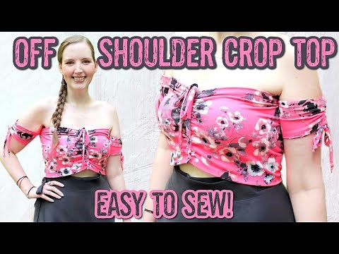 DIY Off the Shoulder Crop Top | How to Make an Off Shoulder Top Easy! | Beginner Sewing Projects