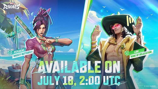 Marvel Rivals reveals new summer-styled skins for Loki and Psylocke