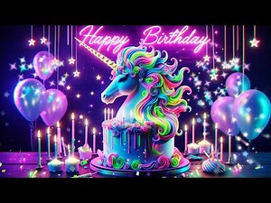 Best Happy Birthday Song for Unicorn Neon Party Birthday Countdown for Birthday Celebration