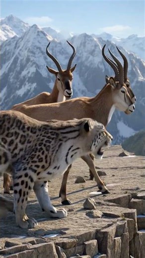 Leopard Drags Prey Off Massive Mountain Cliff! 🐆🏔️ #viralvideo #wildlife #animalkingdom #animals