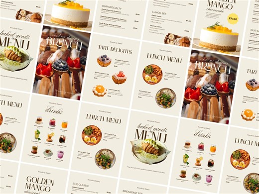 Editable Bakery Menu Template for Canva Customizable Cafe and Restaurant Design Instant Download - Etsy