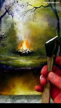 How to Paint a Campfire in the Forest by the Lake | Step-by-Step Acrylic Landscape