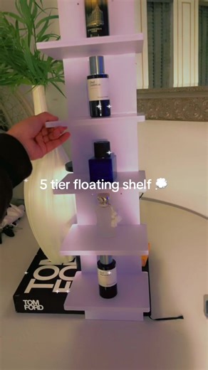 This five-tier floating shelf is perfect for showing off your favorite perfumes, collectibles, and little luxuries—keeping everything beautifully organised while saving space. Minimal, chic, and made to turn your wall into a statement. #perfumetiktok #oud #niche #maisonfranciskurkdjian #decor