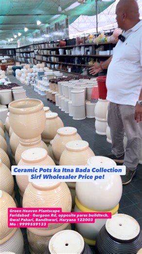 Itna Bada Ceramic Collection Kahin Nahi Milega! Premium quality Ceramic Pots sirf Green Heaven PlantScape me 🪴 Buy Now: 9999559133, Faridabad – Gurgaon Rd, Opp. Paras Buildtech #GreenHeavenPlantscape #CeramicPots #Planters #GardenDecor #IndoorPlants #OutdoorPlants #PlantLover #WholesalePlants | Green Heaven Plantscape