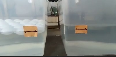 波の揺れを早く抑える！消波実験 | フロート 放熱・蒸発の抑制