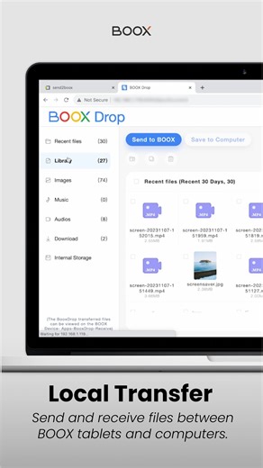 2.3K views · 14 reactions | Using the Local Transfer (BOOXDrop) feature, you can easily send and receive files between BOOX tablets and computers. #productivitytips . . . . . #booxdrop #booxtablet #boox #transferfile #productivity #feature #androidtablet #noteair3c #noteair3 #booxnoteair3series #booxnoteair3 #booxnoteair3c #getthingsdone #getproductive | BOOX | Facebook