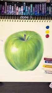 Drawing a green apple with ONLY red, yellow, blue & white oil pastels #oilpastel #apple #colortheory #blending #coloring