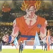 French soccer fans raise a giant banner of Goku and Dragon Balls, and it is pretty awesome