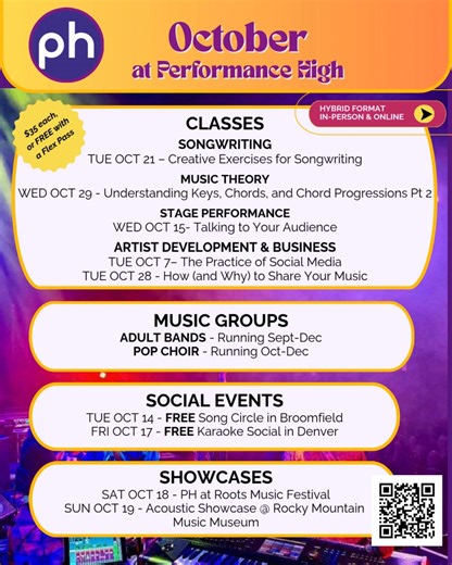 It seems the more we give, the more you want...so here are MORE classes, events, and groups to help you learn, grow, and keep moving confidently in the direction of your musical dreams. And baby, that's no lie! Check out the full calendar at: https://performancehigh.net/calendar/ Elevate YOUR Voice #learntosing #artistdevelopment #singersongwriter #songwriting #karaokesinger #karaoke #perform #stageperformance #musiclessons #careerinmusic #musiccareer | Performance High | Facebook