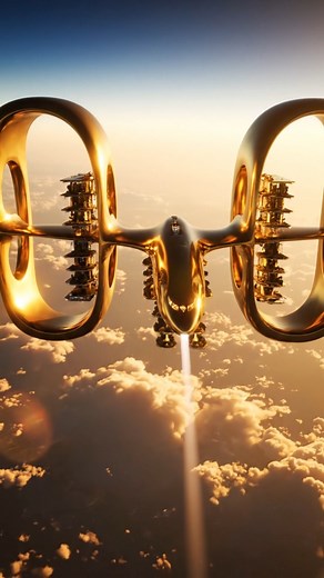18 shares | Shimmering Flight – Golden AeroShip Over Sunset Clouds...