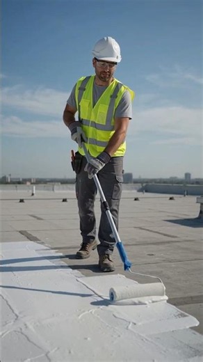 Amazing Roof Waterproofing Process 🏠 | Satisfying Roof Coating Work #shorts