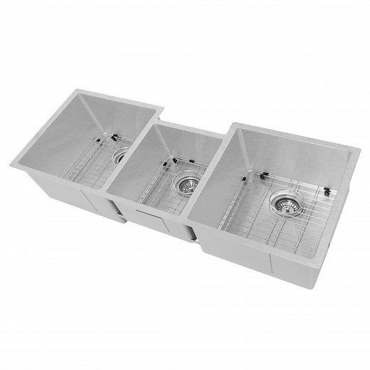 Breckenridge 45" Undermount Triple Bowl Satin Stainless Kitchen Sink (SLT-45S)