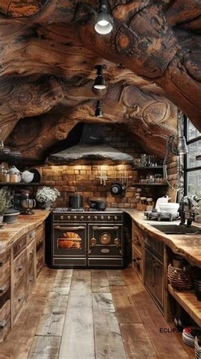 This Cozy Rustic Kitchen Feels Straight Out of a Fairy Tale! #RusticKitchen #CozyHome #CabinVibes