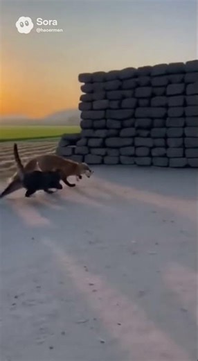 Cats fight foxes protect chickens#cat#rescue